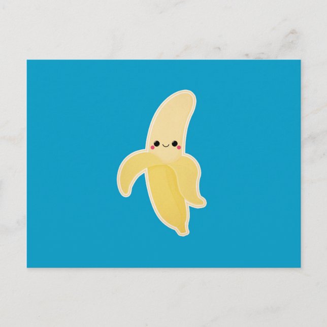 Kawaii Banana på Blue Vykort (Framsida)