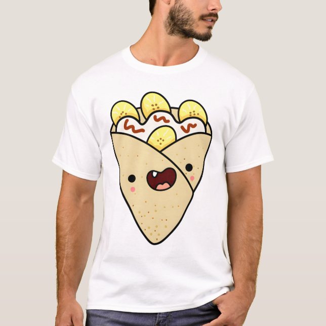 Kawaii Bananer och Kräm Crêpe T Shirt (Framsida)