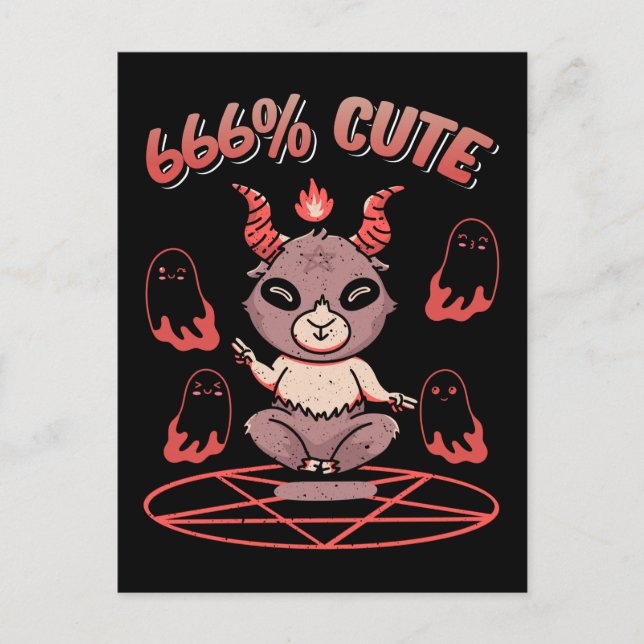 Kawaii Baphomet Occult Djävulen Goat Vykort (Framsida)