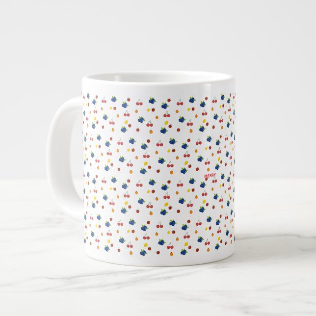 Kawaii-bär och körsbärsmönster Karamellburk Jumbo Mugg (Framsida vänster)