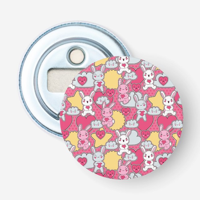 Kawaii barnmönster med gulliga klotter 2 flasköppnare (Framsidan)