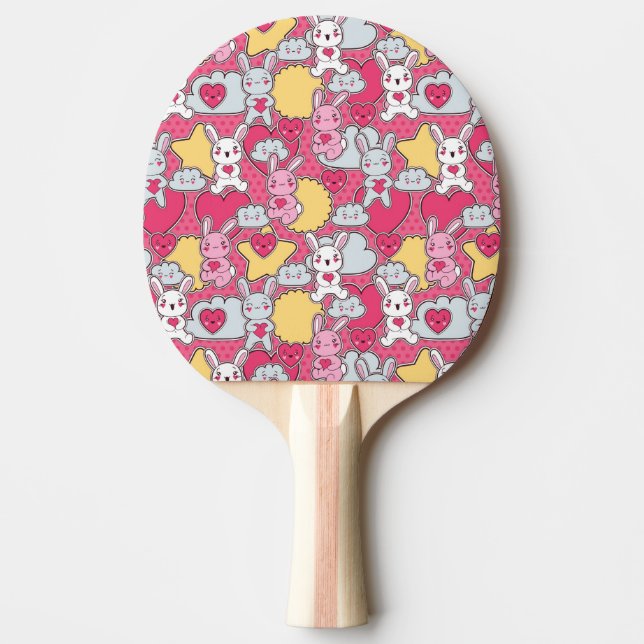 Kawaii barnmönster med gulliga klotter 2 pingisracket (Framsidan)