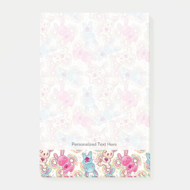 Kawaii barnmönster med gulliga klotter 2 post-it block (Framsida)