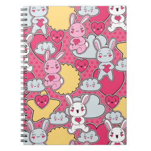 Kawaii barnmönster med gulliga klotter anteckningsbok