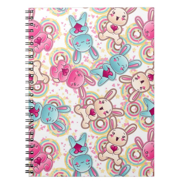 Kawaii barnmönster med gulliga klotter anteckningsbok (Framsidan)