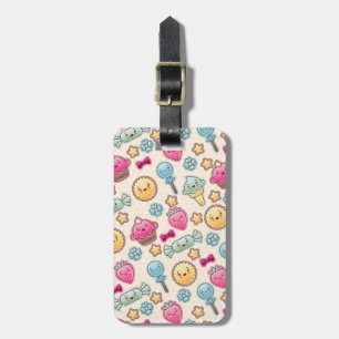 Kawaii barnmönster med gulliga klotter bagagebricka