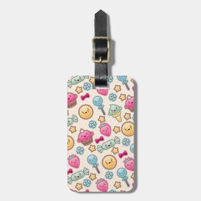 Kawaii barnmönster med gulliga klotter bagagebricka (Vertikal Framsida)