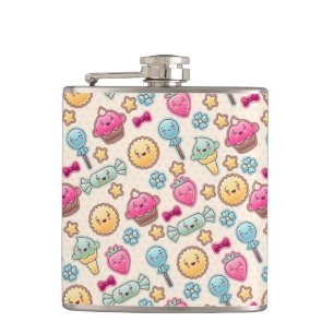 Kawaii barnmönster med gulliga klotter fickplunta