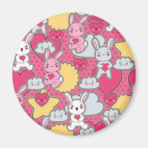 Kawaii barnmönster med gulliga klotter magnet