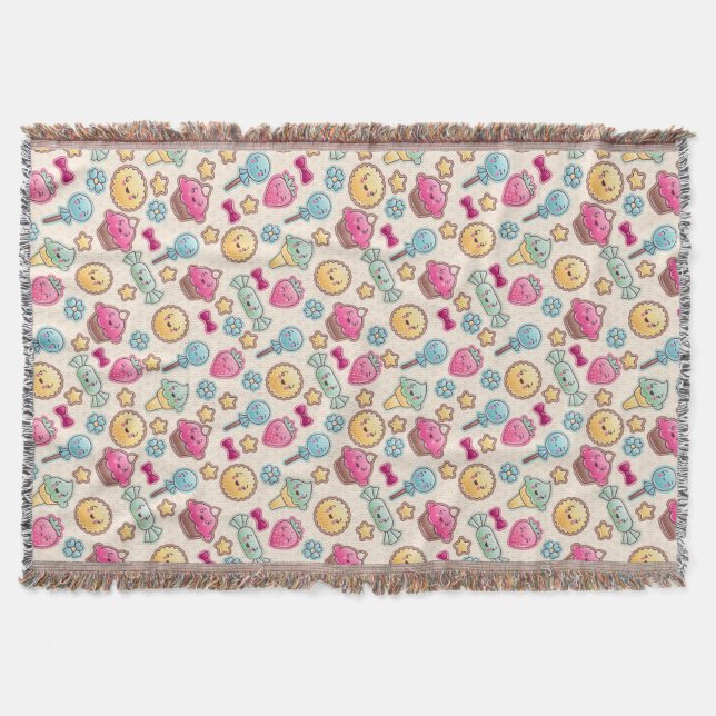 Kawaii barnmönster med gulliga klotter mysfilt (Framsidan)