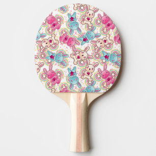 Kawaii barnmönster med gulliga klotter pingisracket
