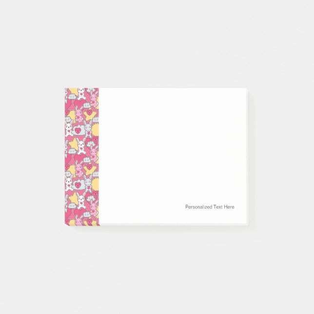 Kawaii barnmönster med gulliga klotter post-it block (Framsida)