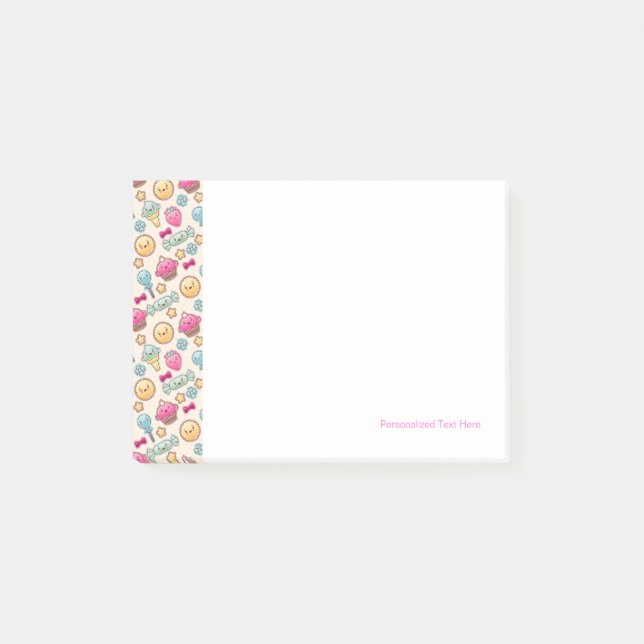 Kawaii barnmönster med gulliga klotter post-it block (Framsida)