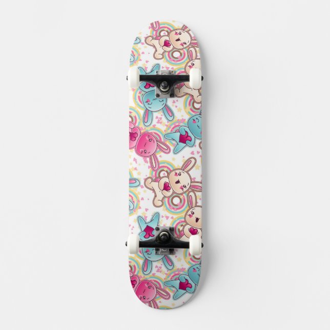 Kawaii barnmönster med gulliga klotter skateboard bräda 21,5 cm (Framsida)
