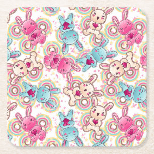 Kawaii barnmönster med gulliga klotter underlägg papper kvadrat