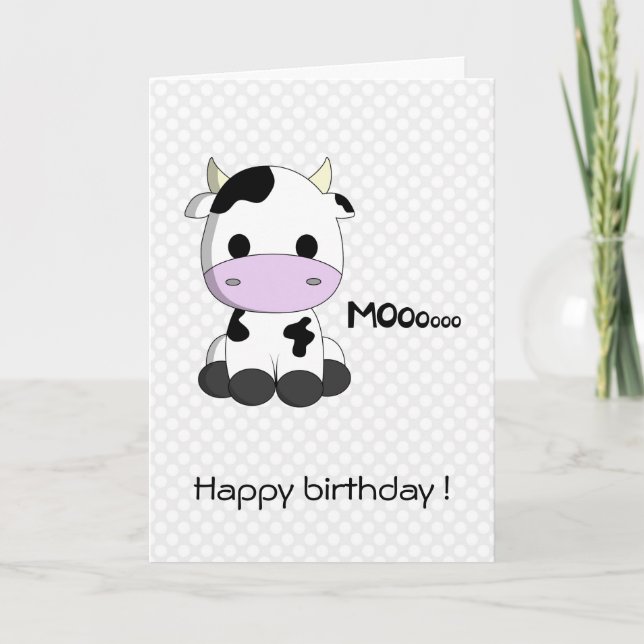 Kawaii barns födelsedag-kort för tecknad av akut k kort (Framsida)