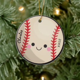 Kawaii Baseball Softball Kids Personlig Sport Julgransprydnad Keramik