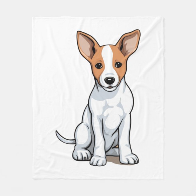 Kawaii Basenji Puppy Fleecefilt (Framsidan)