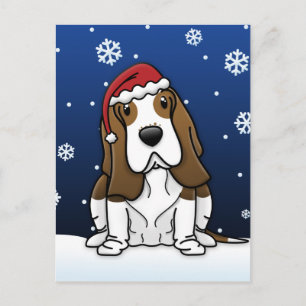 Kawaii Basset Hound julvykort Helg Vykort