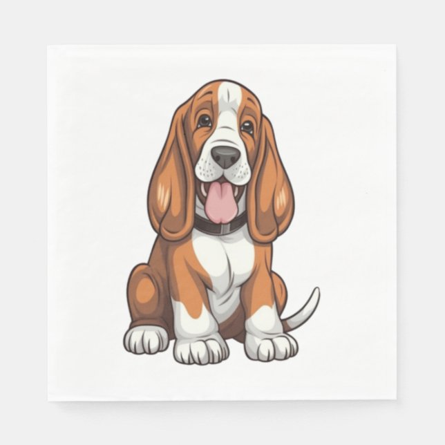 Kawaii Basset Hound Puppy Pappersservett (Framsidan)