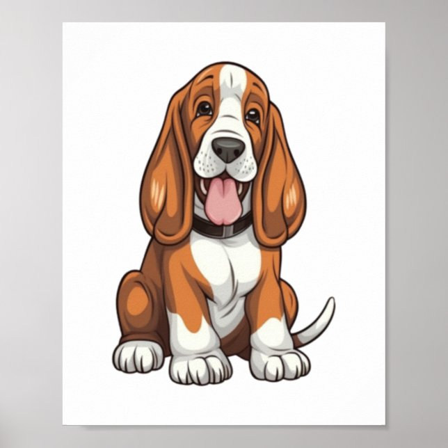 Kawaii Basset Hound Puppy Poster (Framsidan)