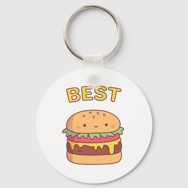 Kawaii Bästa Burger Klippbild Matchande Bästa Vän Nyckelring (Framsida)