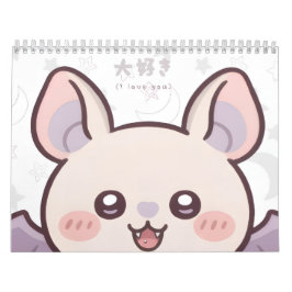 Kawaii Bat Monthly Calendar - "Daisuki" (I Love Yo Kalender