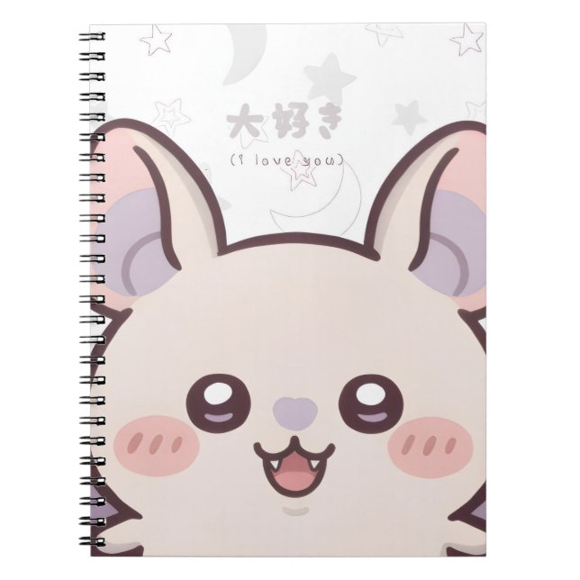 Kawaii Bat Pastel Notebook - "Daisuki" Anteckningsbok (Framsidan)
