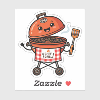 Kawaii BBQ Grill Chef Söt Fars Dag Klistermärken