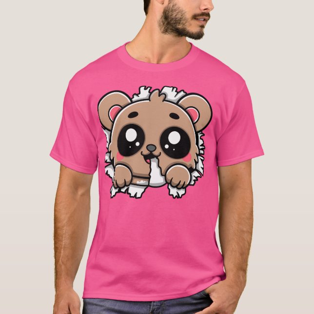 Kawaii Bear Chewing through T Shirt (Framsida)