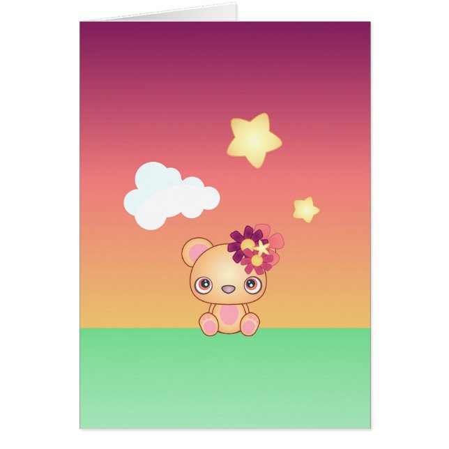 Kawaii Bear Hälsningskort (Framsidan)