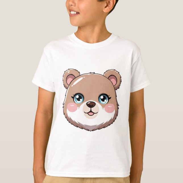 Kawaii Bear Head T Shirt (Framsida)