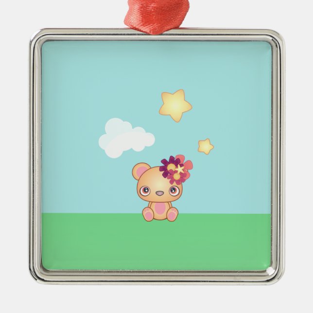 Kawaii Bear Julgransprydnad Metall (Framsidan)