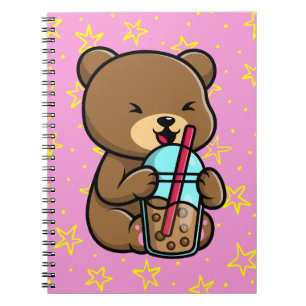 Kawaii Bear med Boba Tea Notebook Anteckningsbok