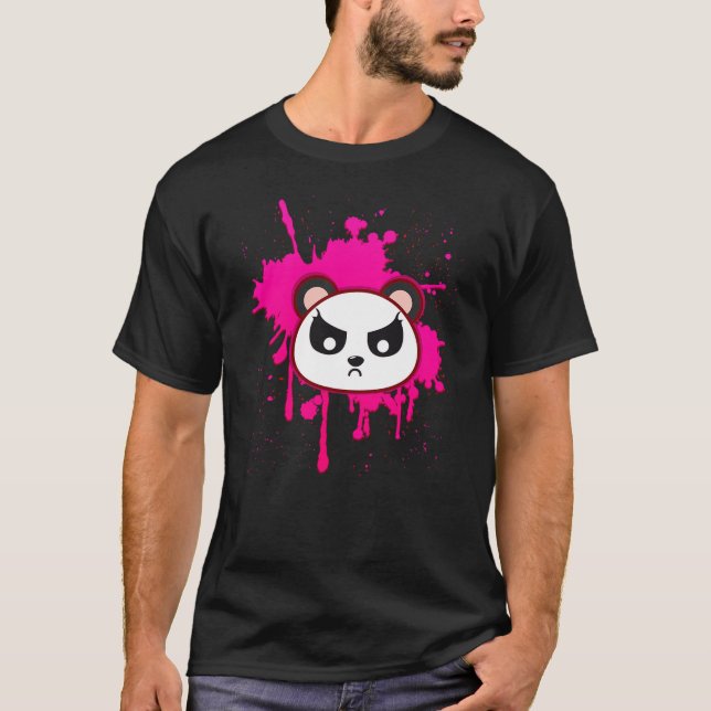 Kawaii Bear Pink Goth Punk T Shirt (Framsida)