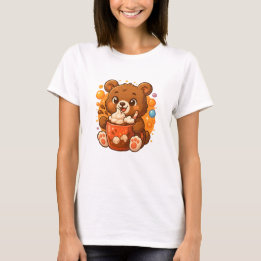 Kawaii Bear Unge Hett Cocoa - Mysigt choklad i for T Shirt