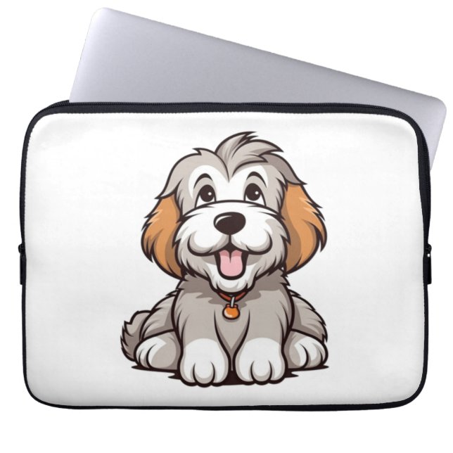 Kawaii Bearded Collie Puppy Laptop Fodral (Framsidan)