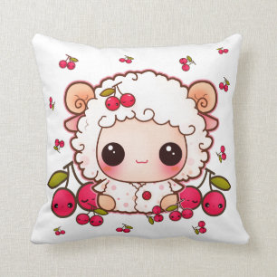 Kawaii bebisfår och gulliga körsbär kudde