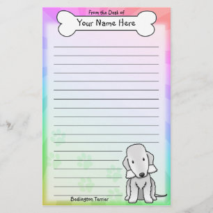 Kawaii Bedlington Terrier Stationery Brevpapper