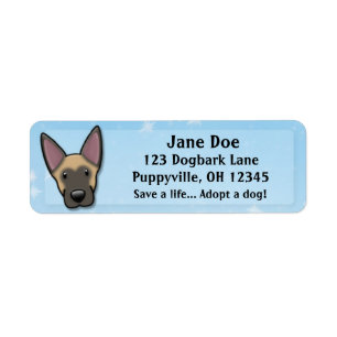 Kawaii belgare Malinois Returadress Etikett