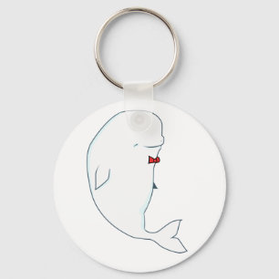 kawaii beluga-val med rödskål nyckelring