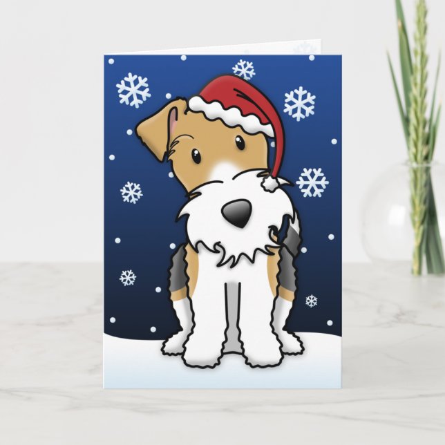 Kawaii binder foxterrierjulkortet helgkort (Framsida)