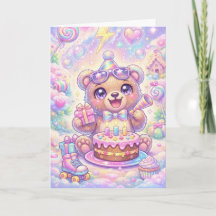 Kawaii Björn Födelsedag Pastell Regnbåge Rullskrid