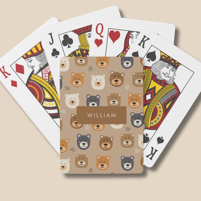 Kawaii björn mönster för barn casinokort (Bear Head personalized playing cards)