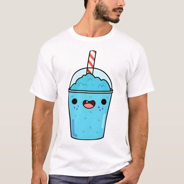Kawaii Blå Slushy T Shirt (Framsida)