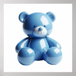 Kawaii Blå Teddybjörn Väggkonst Affisch för Mysig 