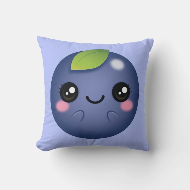 Kawaii blåbär kudde (Framsida)