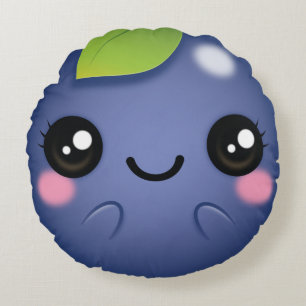 Kawaii blåbär rund kudde
