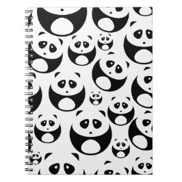Kawaii Black and White Panda Mönster Anteckningsbok