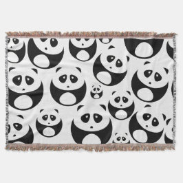 Kawaii Black and White Panda Mönster Filt